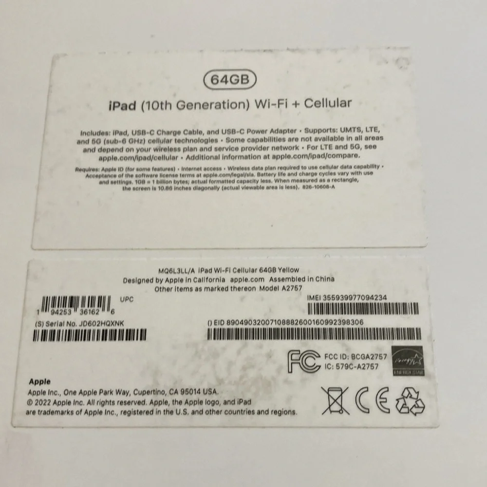 Apple iPad black 64GB 10th generation. Ipad not included.